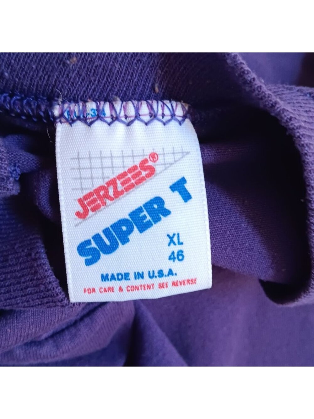 XL Vintage T-shirt 1990's PURPLE POCKET T-shirt JERZEES USA BLANK